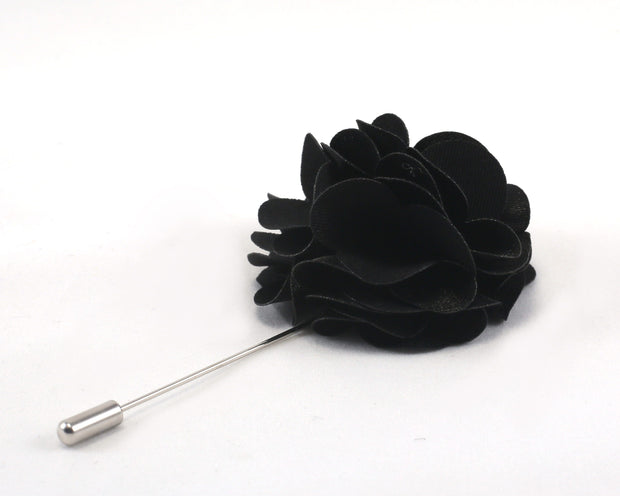 Black Solid Carnation Lapel Pin