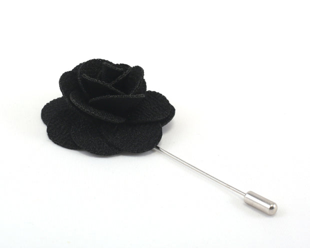 Black Solid Lisianthus Lapel Pin