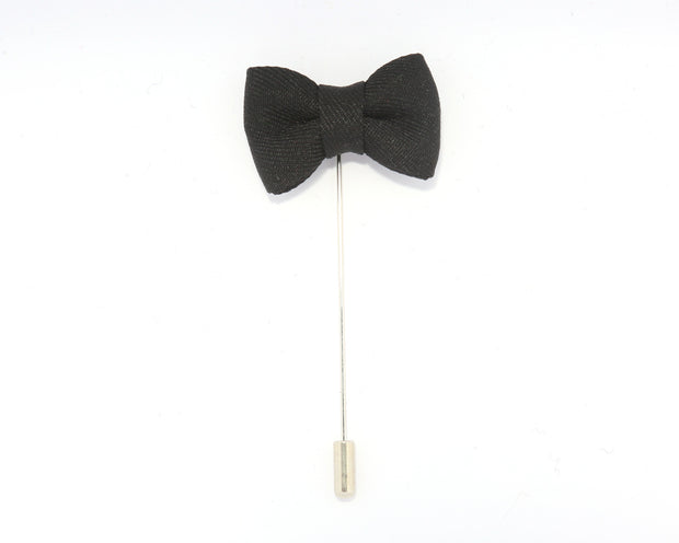 Black Solid Bow Lapel Pin