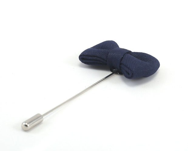 Blue Solid Bow Lapel Pin