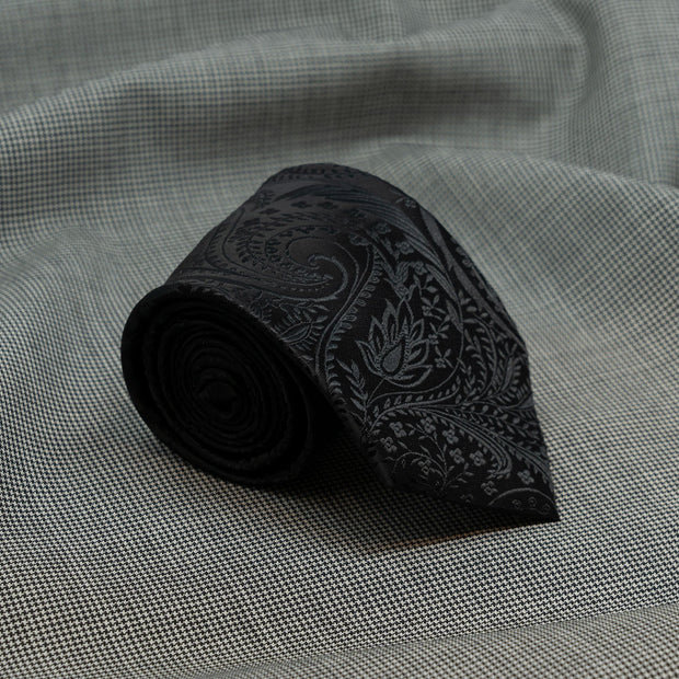 Monochrome Black Paisley Necktie